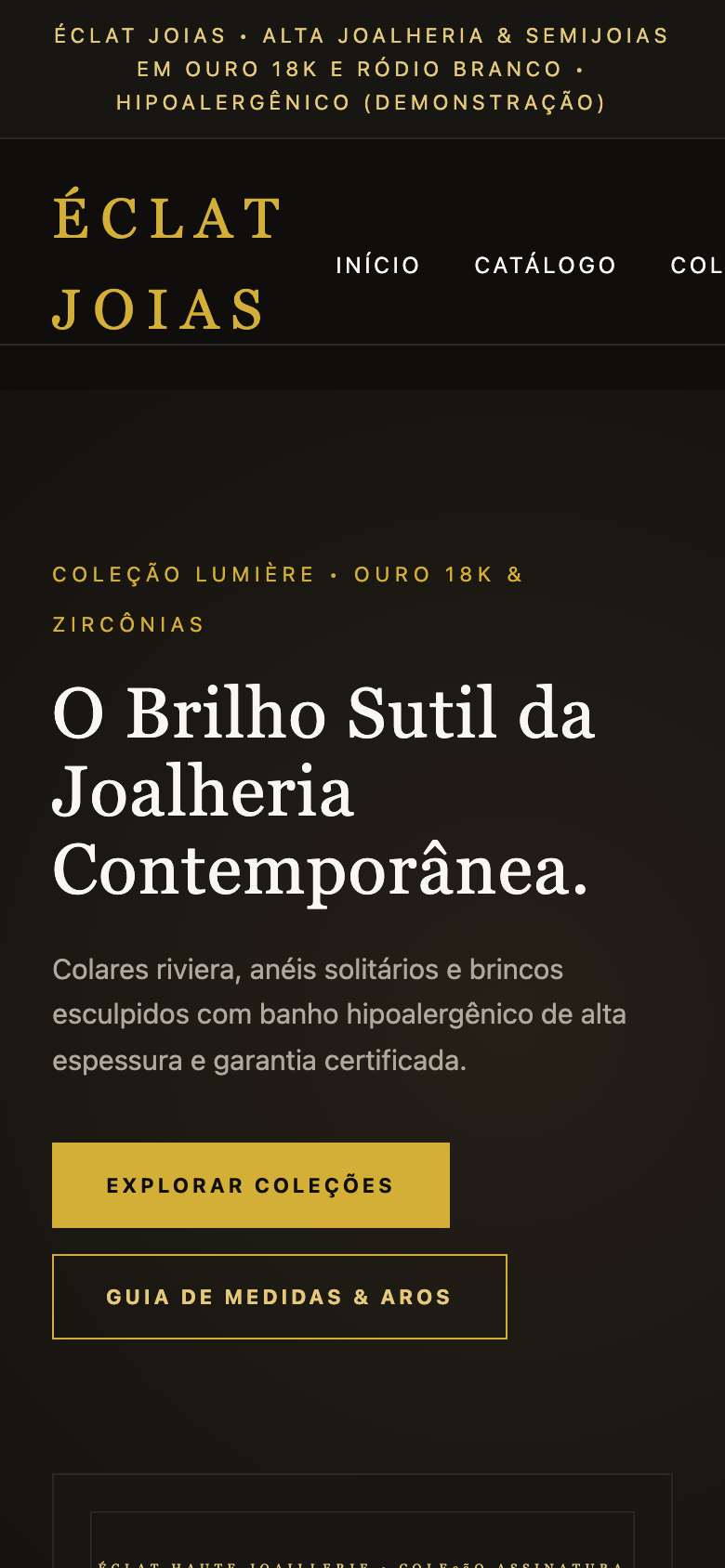 Screenshot Mobile do modelo Éclat Joias