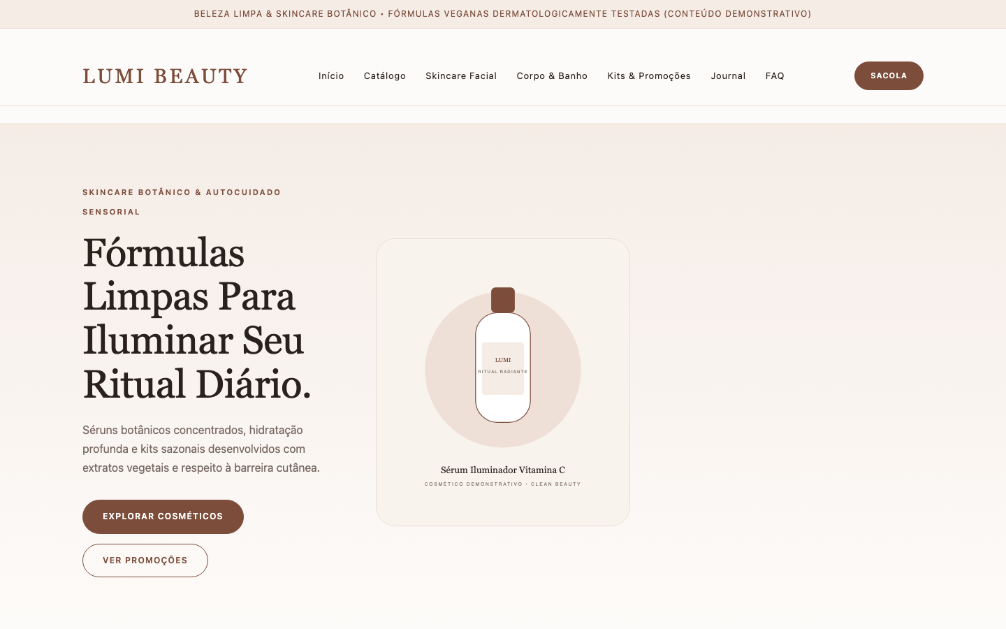Apresentação do modelo Lumi Beauty — Cosméticos e Produtos de Beleza